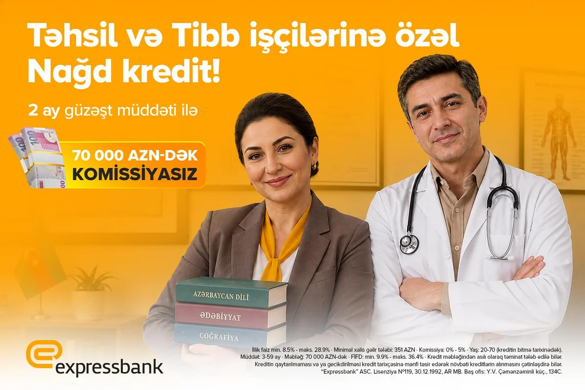 Tibb və təhsil işçilərinə güzəştli kredit imkanı – illik 8,5%-dən