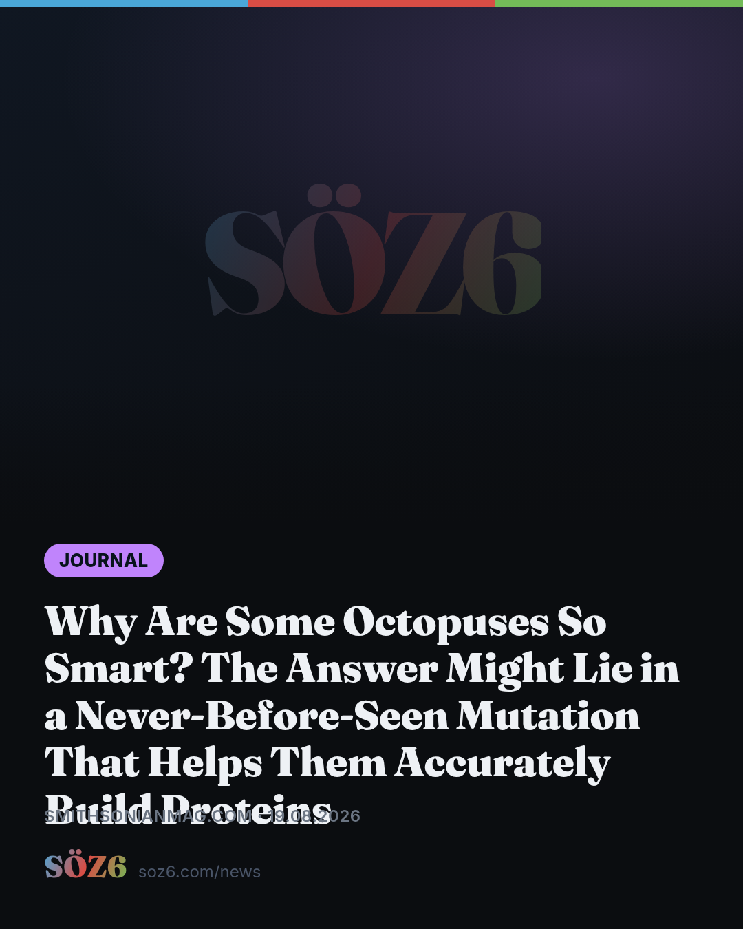Why Are Some Octopuses So Smart? The Answer Might Lie in a Never-Before-Seen Mutation That Helps Them Accurately Build Proteins