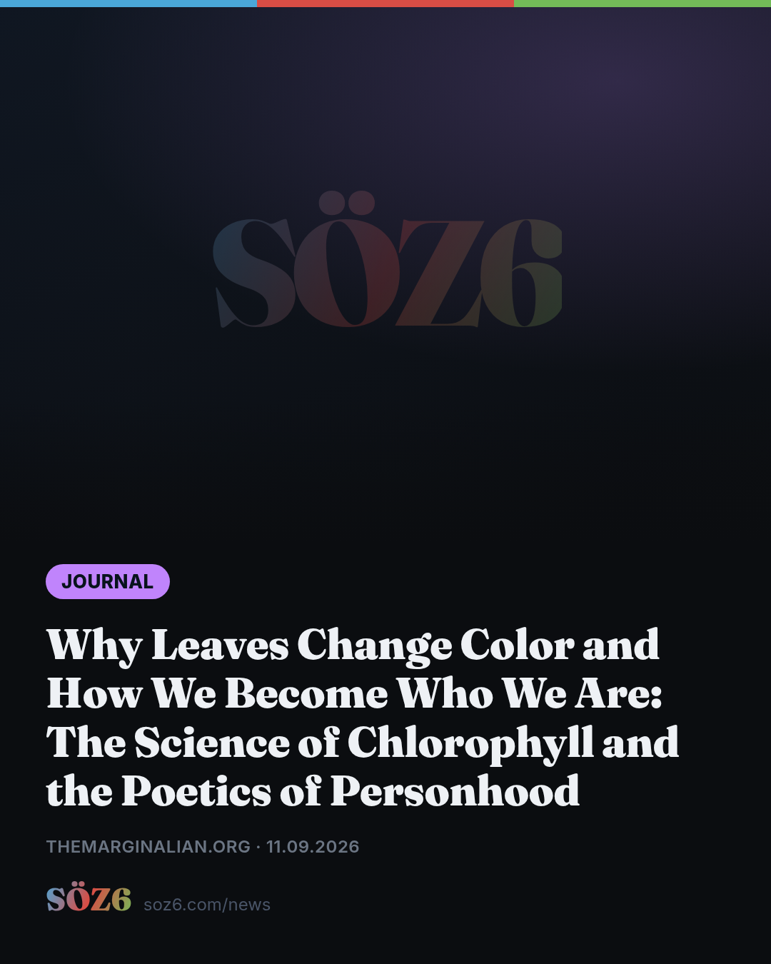 Why Leaves Change Color and How We Become Who We Are: The Science of Chlorophyll and the Poetics of Personhood