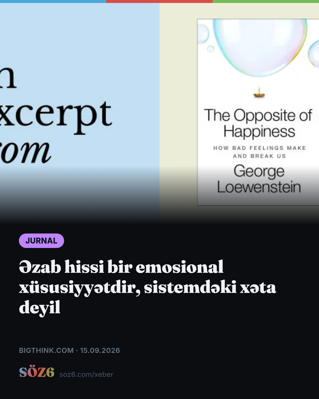 Əzab hissi bir emosional xüsusiyyətdir, sistemdəki xəta deyil