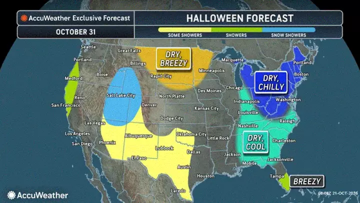 Map Shows US States Facing Coldest Weather This Halloween