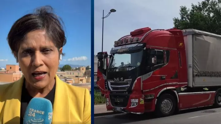 Italian truckers block roads to protest against soaring diesel prices