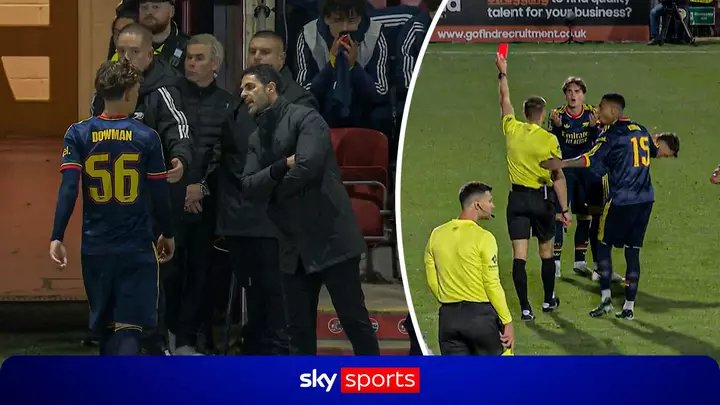 Merson critical of Arteta's reaction to Dowman after red