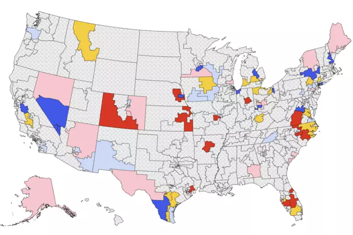 Map Shows Closest House Races as Cook Shifts 19 Seats Toward Democrats