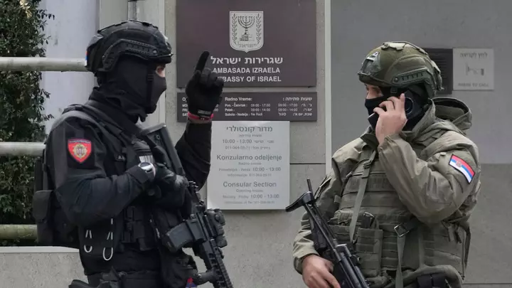 Knife attacker shot dead by police outside Israeli embassy