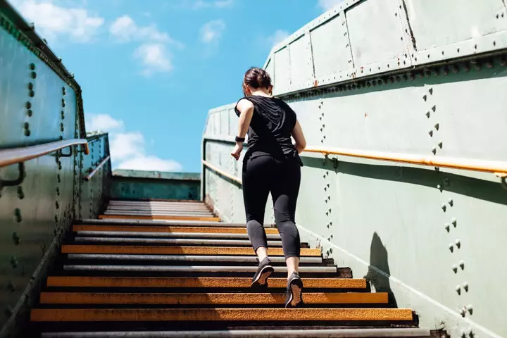 Is it faster to jog up the stairs or take them two at a time?