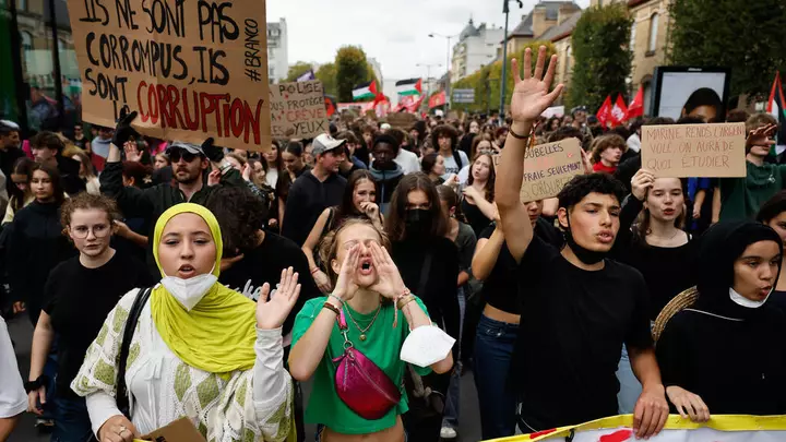 Tens of thousands rally across France as high school protests gather strength