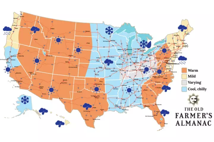 Old Farmer’s Almanac Map Shows Snow Forecast for Thanksgiving