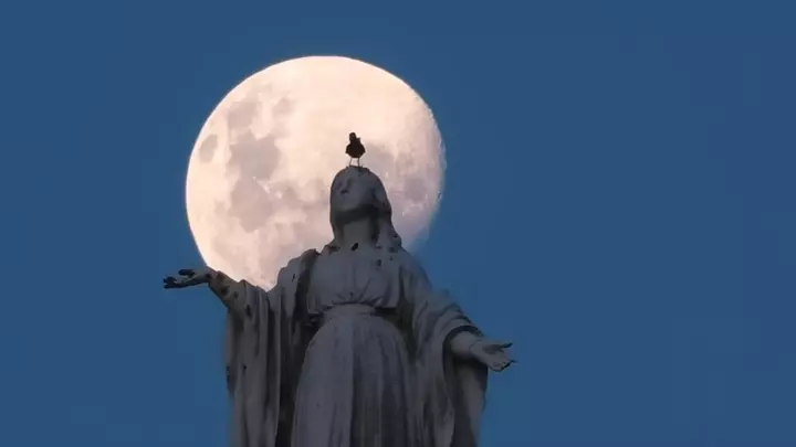 A plane crossing the Moon
