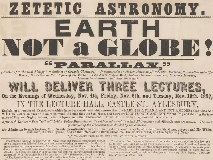 “Earth Not a Globe”: Parallax’s Zetetic Astronomy (1865)
